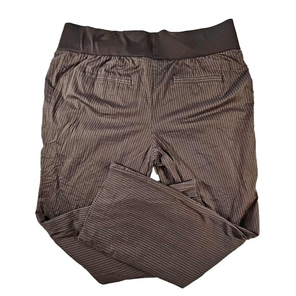 MATERNITY Liz Lange Pants Brown Striped Dress Office Waistband Flare Size 16 - Picture 2 of 8